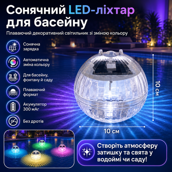 Плаваючі LED-ліхтарі на сонячній батареї для басейну G5665 фото