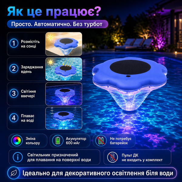 Плаваючий LED-ліхтар для басейну G5668 фото