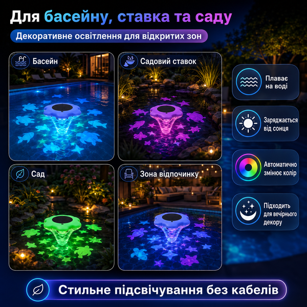 Плаваючий LED-ліхтар для басейну G5668 фото