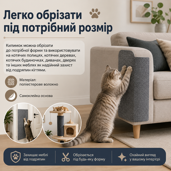 Самоклейкий захист меблів від кігтів котів 40&times;200 см G5674 фото