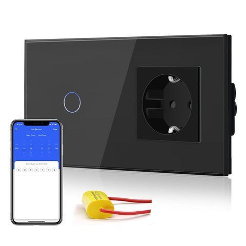 Звичайна розетка з розумним вимикачем Alexa Google Tuya BSEED Glass Schuko V1475 фото