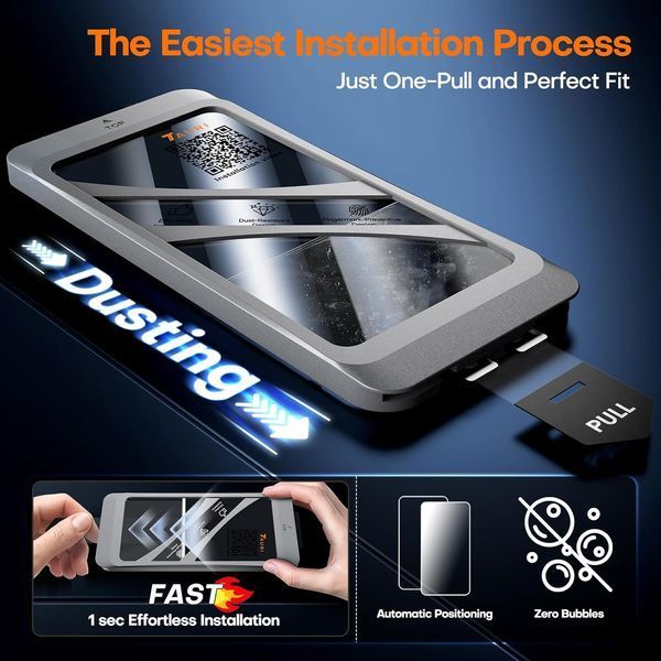 Захисне скло TAURI для iPhone 15 Pro Max із рамкою для автоматичного встановлення 3 шт V1614 фото