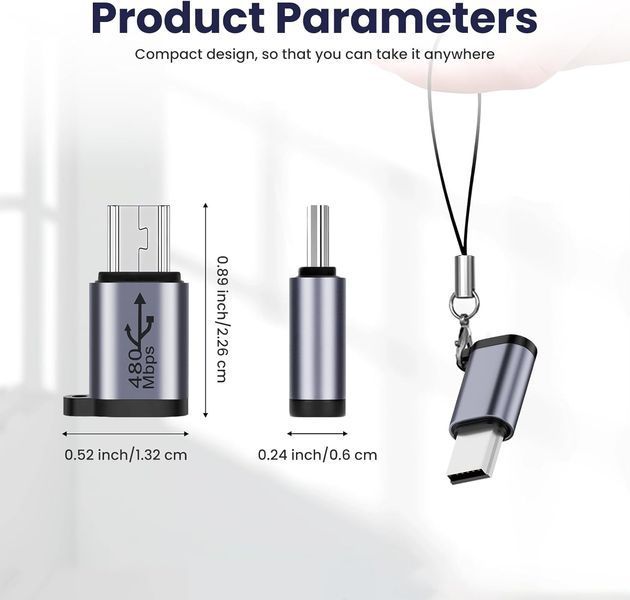 Комплект з 2 адаптерів (роз'єм Micro USB "мама"-штекер Mini USB "тато") Seminer V1372 фото
