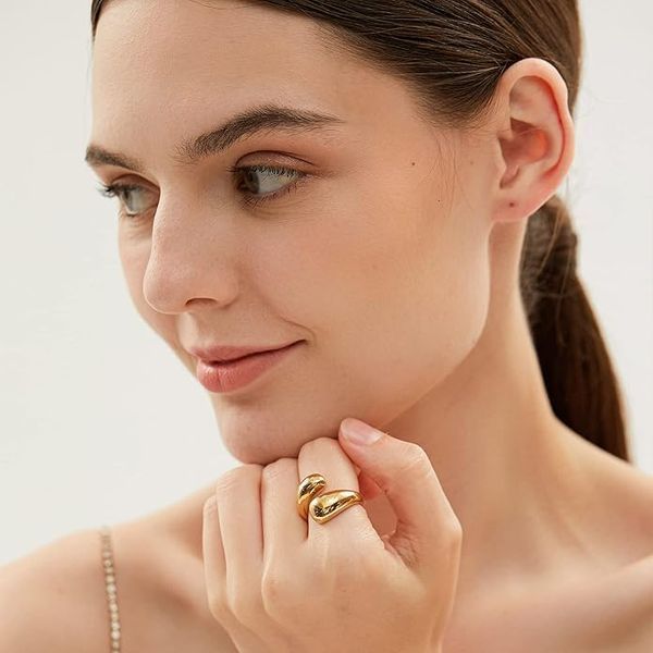 Масивні каблучки YADUDA з товстим золотим покриттям 18K, розмір 8 V2493 фото