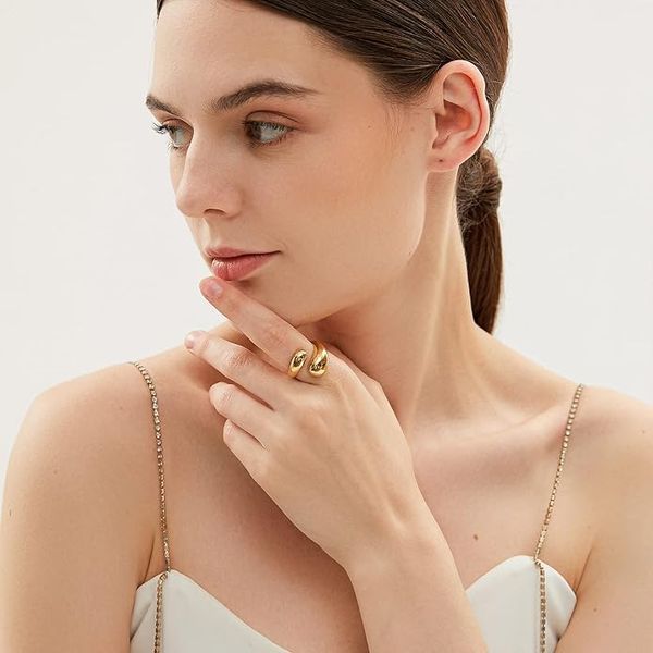 Масивні каблучки YADUDA з товстим золотим покриттям 18K, розмір 8 V2493 фото