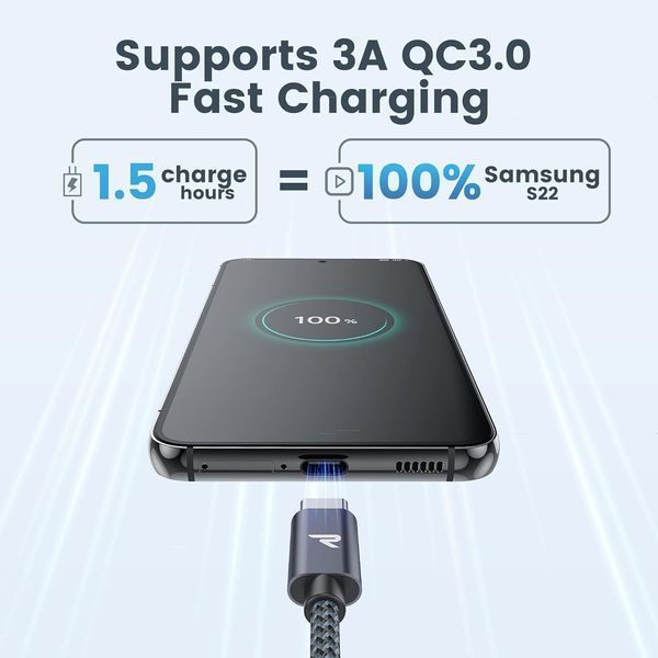 Короткий кабель для заряджання USB C RAMPOW 20 см G4133 фото