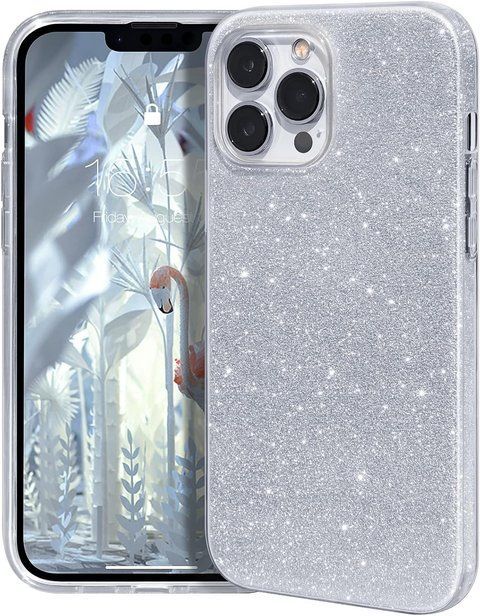 Захисний чохол з блискітками MATEPROX для iPhone 13 Pro сріблястий V4444 фото