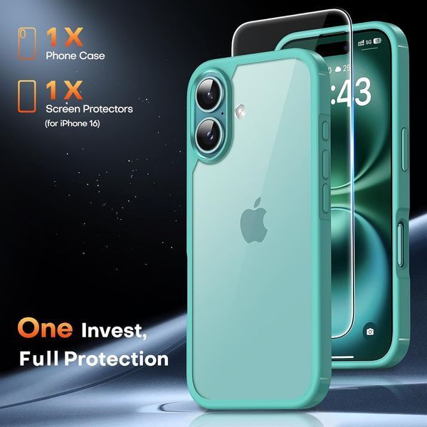 Чохол TAURI для iPhone 16 із захисним HD-склом у комплекті V1644 фото