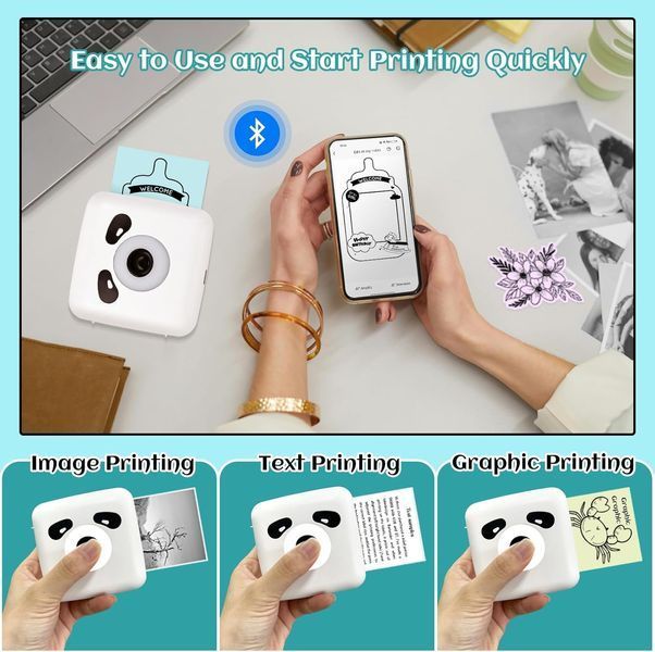 Портативний термопринтер для етикеток та наклейок з Bluetooth підключенням V4410 фото