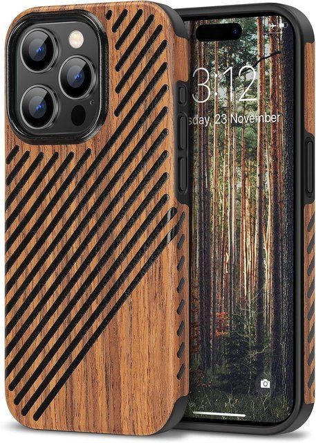 Чохол для iPhone 15 Pro Max TENDLIN з оздобленням під дерево V3754 фото